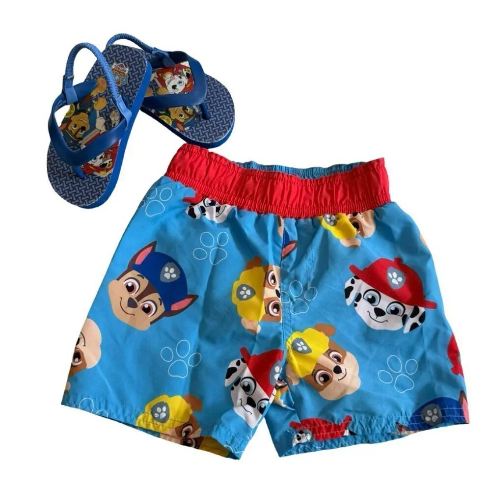 Paw Patrol Swim Shorts and Flip Flops Set